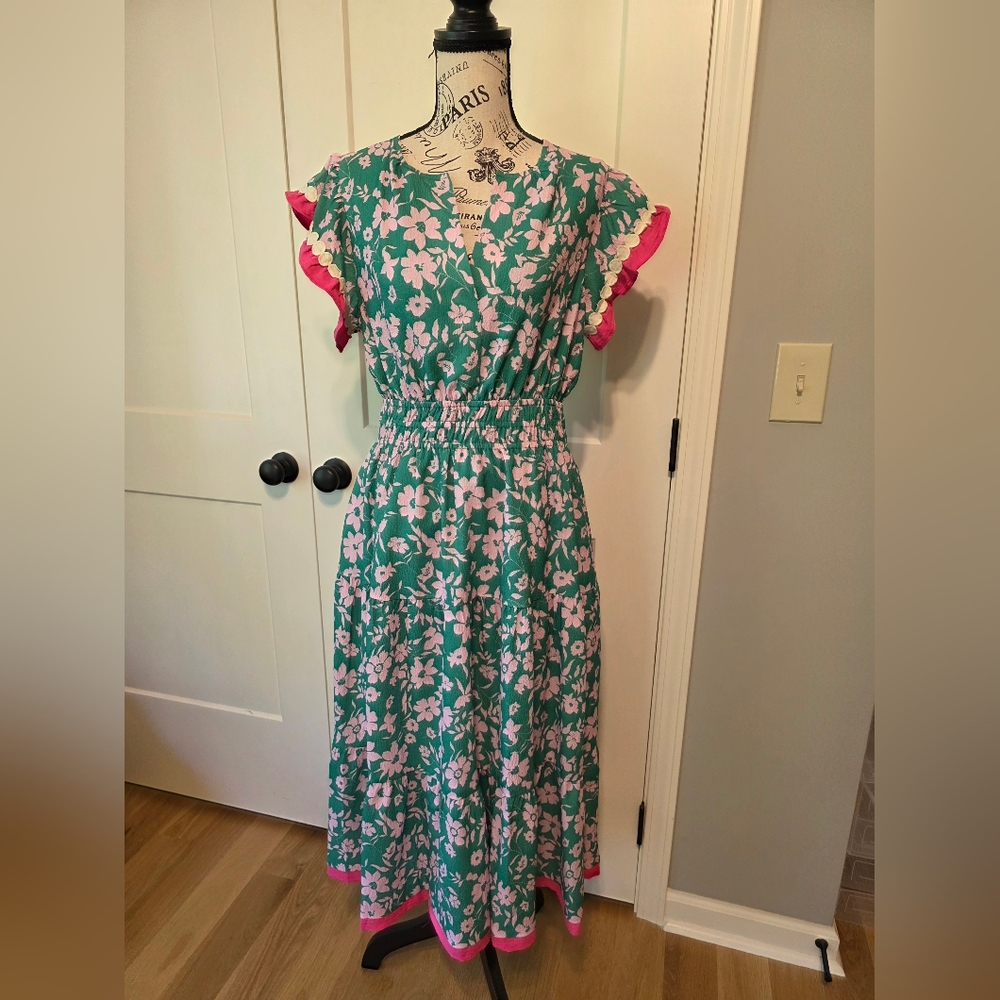 Floral Green and Pink Dress By THML-NWT
